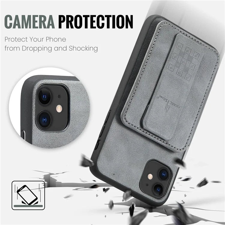 For iPhone 11 Case Finger Loop Leather+TPU Scratch-resistant Phone Cover