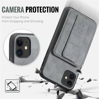For iPhone 11 Case Finger Loop Leather+TPU Scratch-resistant Phone Cover