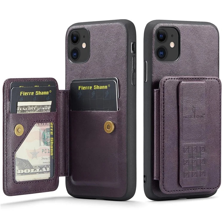 For iPhone 11 Case Finger Loop Leather+TPU Scratch-resistant Phone Cover