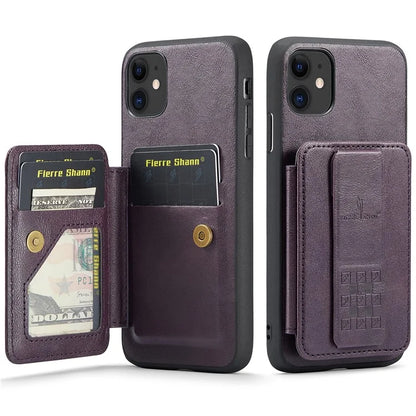 For iPhone 11 Case Finger Loop Leather+TPU Scratch-resistant Phone Cover