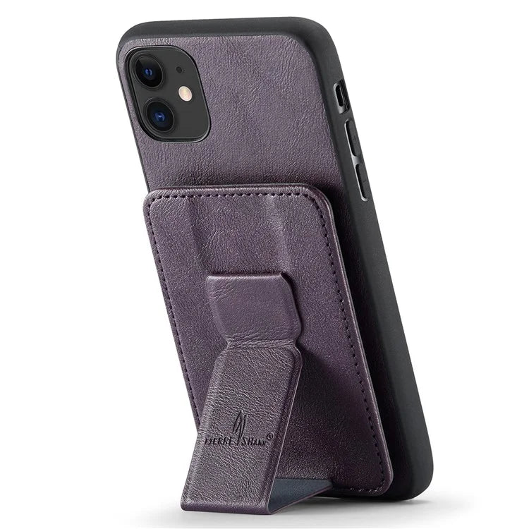 For iPhone 11 Case Finger Loop Leather+TPU Scratch-resistant Phone Cover