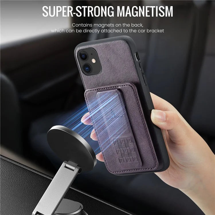 For iPhone 11 Case Finger Loop Leather+TPU Scratch-resistant Phone Cover