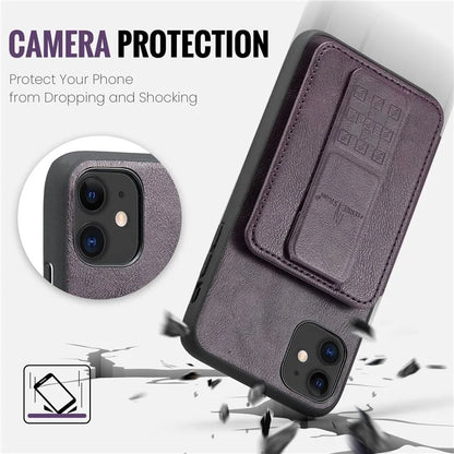 For iPhone 11 Case Finger Loop Leather+TPU Scratch-resistant Phone Cover