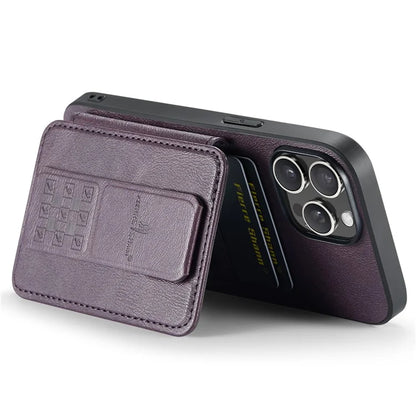 For iPhone 15 Pro Case Waxed Cowhide Texture RFID Blocking Phone Cover with Finger Loop