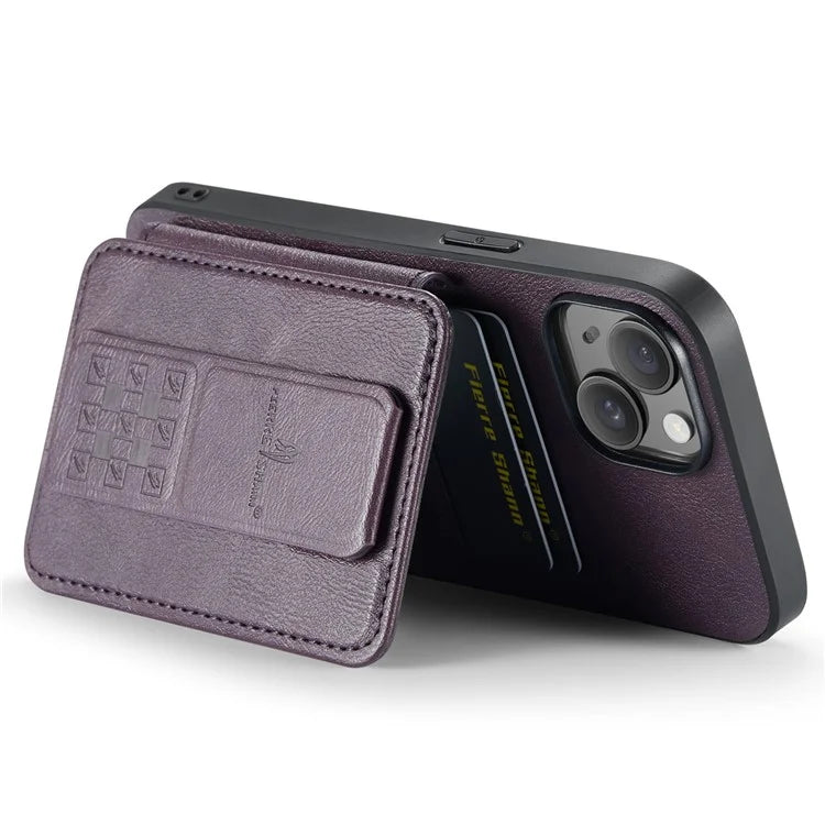 For iPhone 13 6.1 inch / 14 Case Leather Coated TPU Scratch-proof RFID Blocking Protective Shell