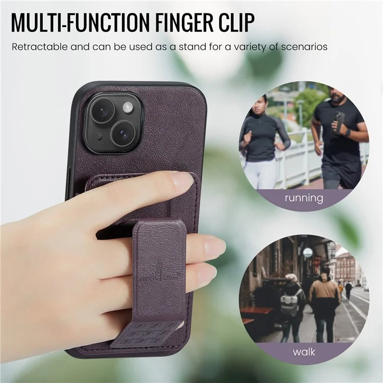 For iPhone 13 6.1 inch / 14 Case Leather Coated TPU Scratch-proof RFID Blocking Protective Shell