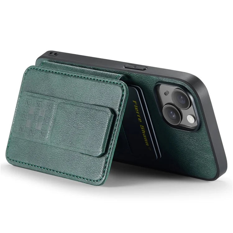 For iPhone 13 6.1 inch / 14 Case Leather Coated TPU Scratch-proof RFID Blocking Protective Shell