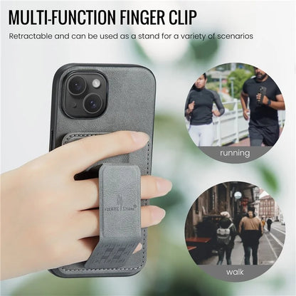 For iPhone 13 6.1 inch / 14 Case Leather Coated TPU Scratch-proof RFID Blocking Protective Shell