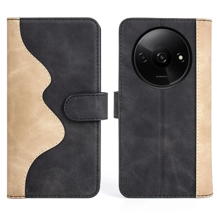 For Xiaomi Redmi A3 Wallet Case PU Leather Color Splicing Shockproof Phone Cover
