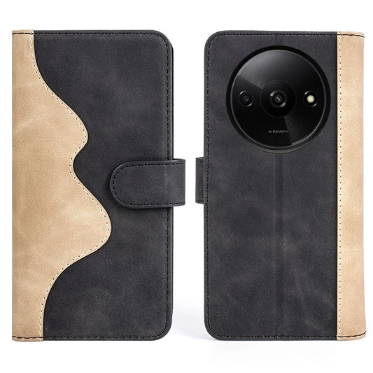 For Xiaomi Redmi A3 Wallet Case PU Leather Color Splicing Shockproof Phone Cover