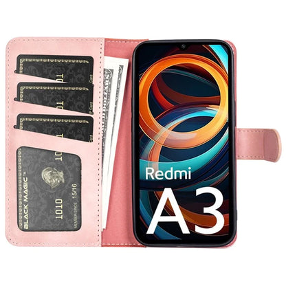 For Xiaomi Redmi A3 Wallet Case PU Leather Color Splicing Shockproof Phone Cover