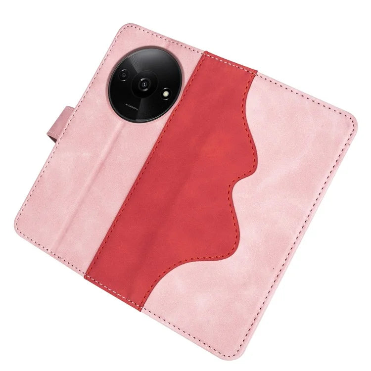 For Xiaomi Redmi A3 Wallet Case PU Leather Color Splicing Shockproof Phone Cover
