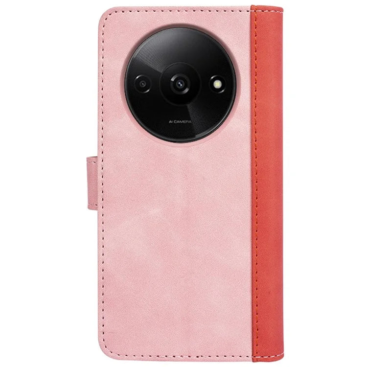 For Xiaomi Redmi A3 Wallet Case PU Leather Color Splicing Shockproof Phone Cover