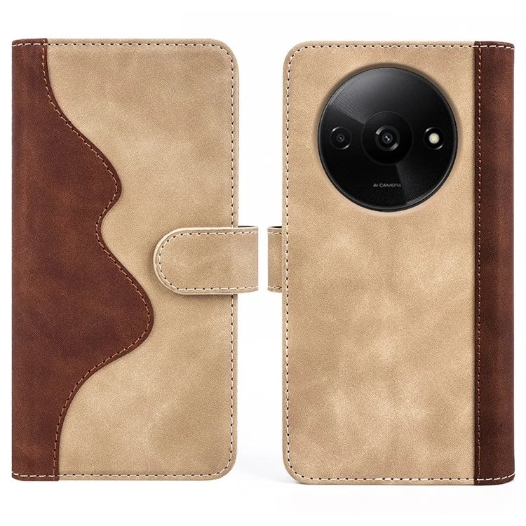 For Xiaomi Redmi A3 Wallet Case PU Leather Color Splicing Shockproof Phone Cover