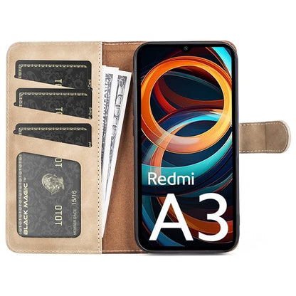 For Xiaomi Redmi A3 Wallet Case PU Leather Color Splicing Shockproof Phone Cover