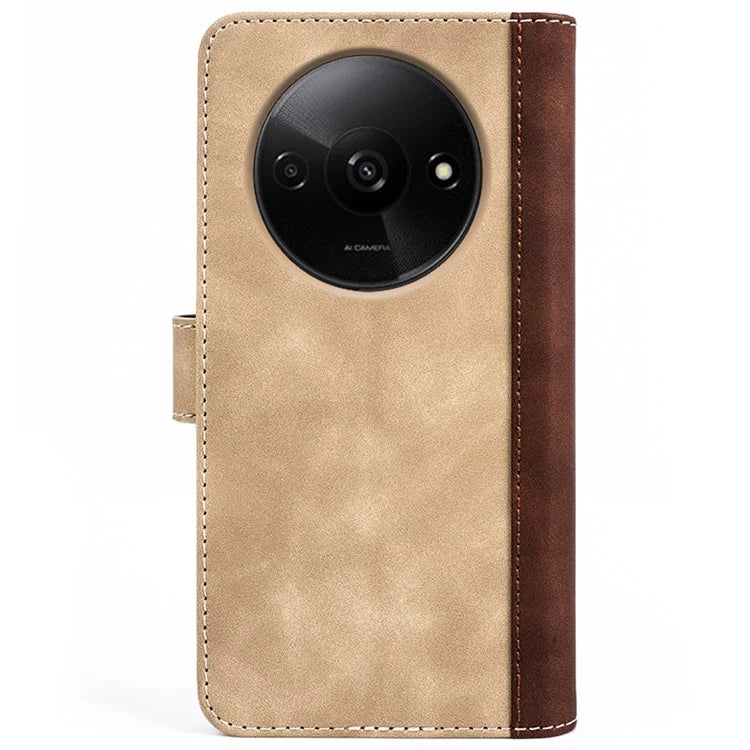 For Xiaomi Redmi A3 Wallet Case PU Leather Color Splicing Shockproof Phone Cover