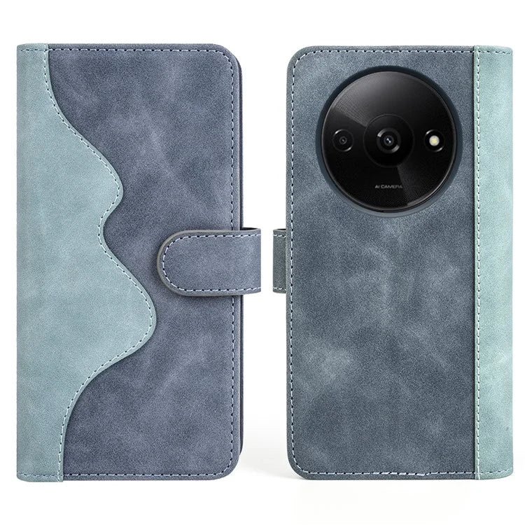 For Xiaomi Redmi A3 Wallet Case PU Leather Color Splicing Shockproof Phone Cover