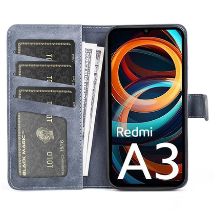 For Xiaomi Redmi A3 Wallet Case PU Leather Color Splicing Shockproof Phone Cover