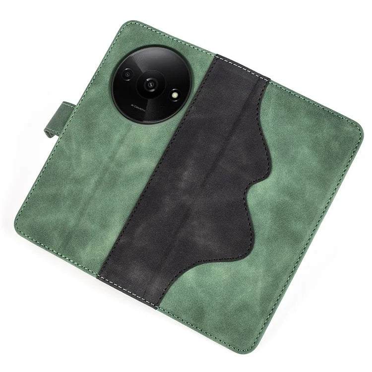 For Xiaomi Redmi A3 Wallet Case PU Leather Color Splicing Shockproof Phone Cover