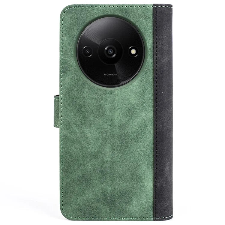 For Xiaomi Redmi A3 Wallet Case PU Leather Color Splicing Shockproof Phone Cover