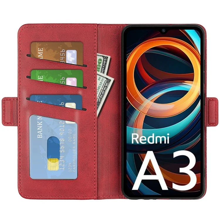For Xiaomi Redmi A3 Case Dual Magnetic Clasp Leather Cell Phone Cover