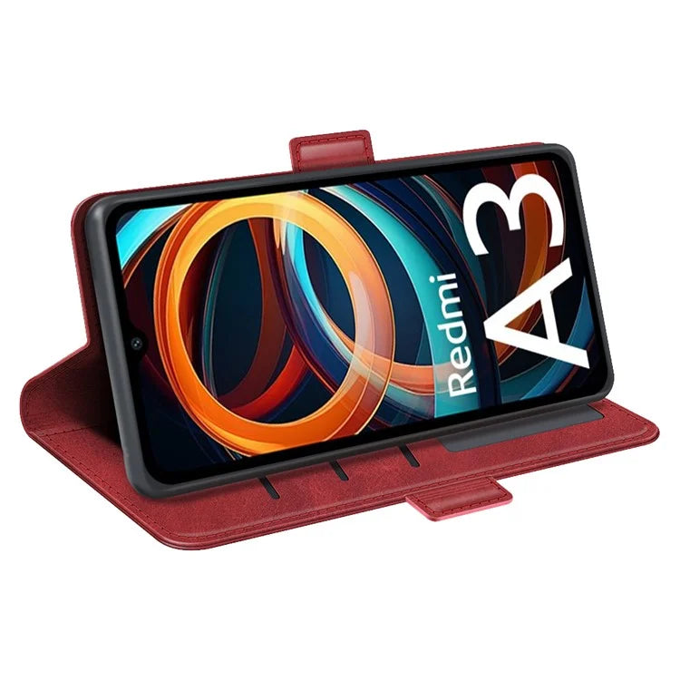 For Xiaomi Redmi A3 Case Dual Magnetic Clasp Leather Cell Phone Cover