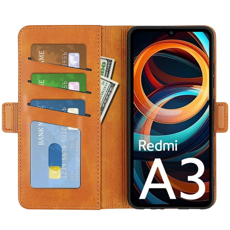 For Xiaomi Redmi A3 Case Dual Magnetic Clasp Leather Cell Phone Cover