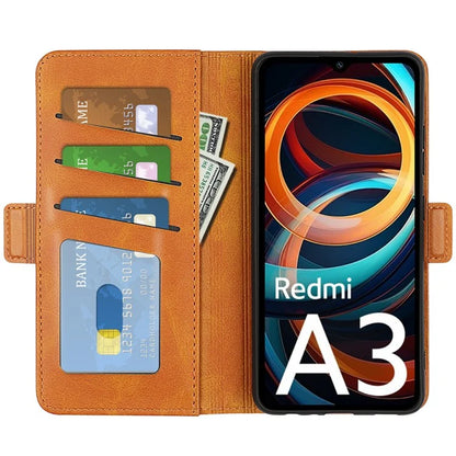 For Xiaomi Redmi A3 Case Dual Magnetic Clasp Leather Cell Phone Cover