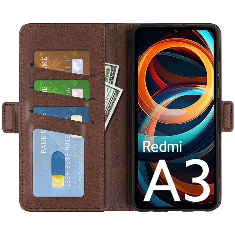 For Xiaomi Redmi A3 Case Dual Magnetic Clasp Leather Cell Phone Cover
