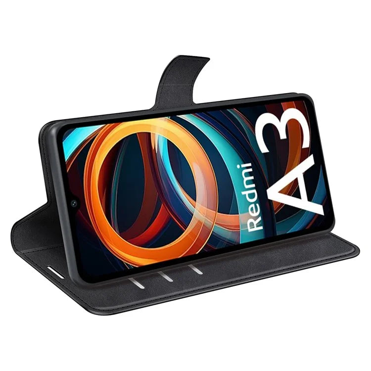For Xiaomi Redmi A3 PU Leather Case Magnetic Closure Wallet Phone Cover