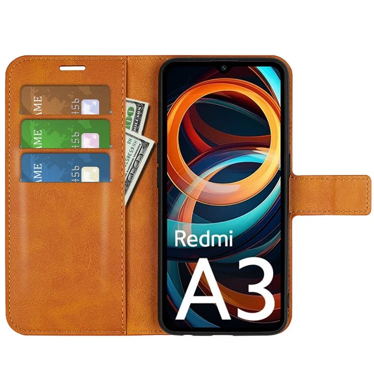 For Xiaomi Redmi A3 PU Leather Case Magnetic Closure Wallet Phone Cover
