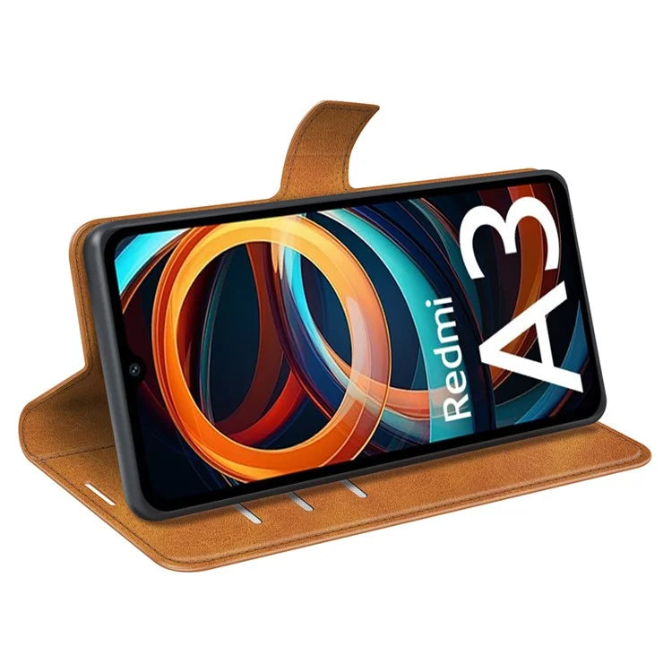 For Xiaomi Redmi A3 PU Leather Case Magnetic Closure Wallet Phone Cover