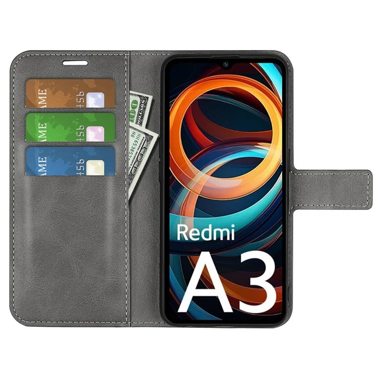 For Xiaomi Redmi A3 PU Leather Case Magnetic Closure Wallet Phone Cover