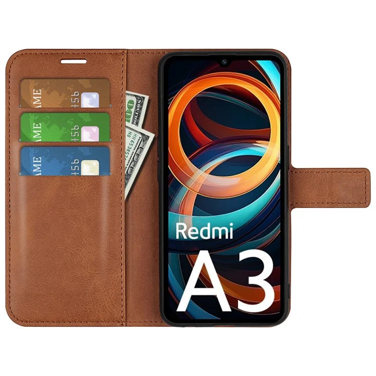 For Xiaomi Redmi A3 PU Leather Case Magnetic Closure Wallet Phone Cover