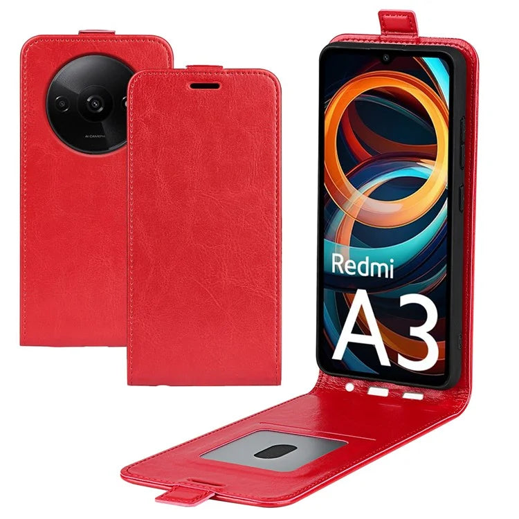 For Xiaomi Redmi A3 Vertical Flip Phone Case Leather Shockproof Protective Cover