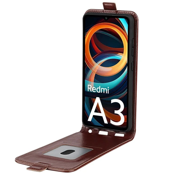 For Xiaomi Redmi A3 Vertical Flip Phone Case Leather Shockproof Protective Cover