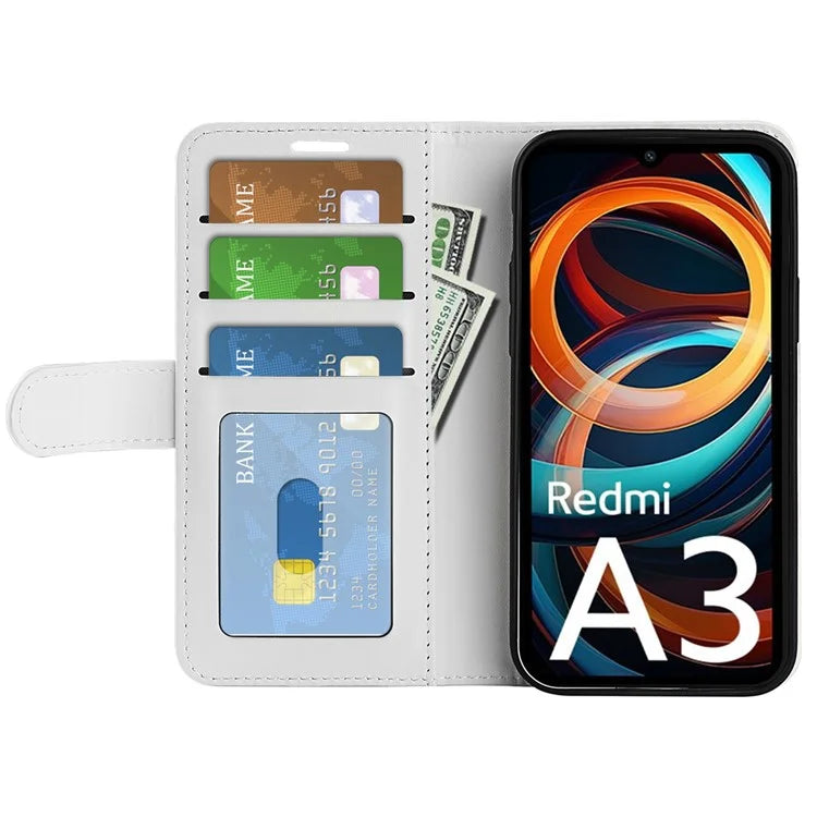 For Xiaomi Redmi A3 Case Leather Crazy Horse Texture Wallet Folio Phone Cover
