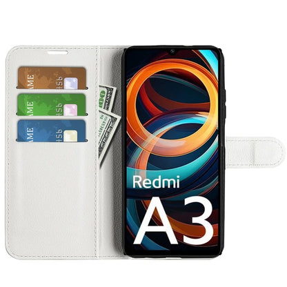 For Xiaomi Redmi A3 Case Litchi Texture PU Leather Folding Stand Phone Cover