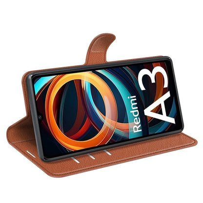For Xiaomi Redmi A3 Case Litchi Texture PU Leather Folding Stand Phone Cover