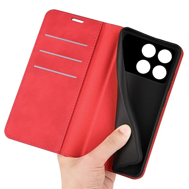 For Xiaomi Redmi K70E 5G / Poco X6 Pro 5G Case PU Leather Magnetic Closure Wallet Phone Cover