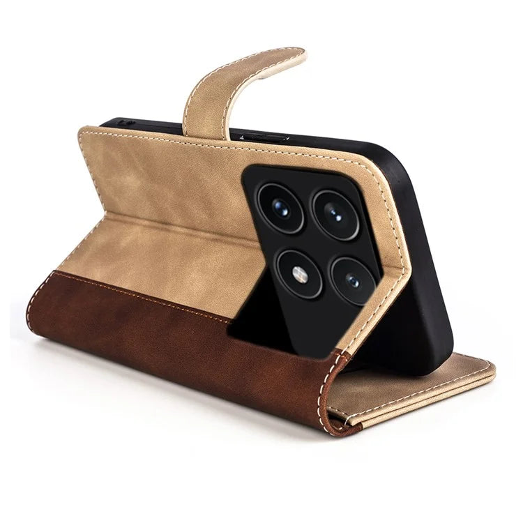 For Xiaomi Redmi K70 5G /  K70 Pro 5G Leather Case Stand Function Color Splicing Wallet Cover