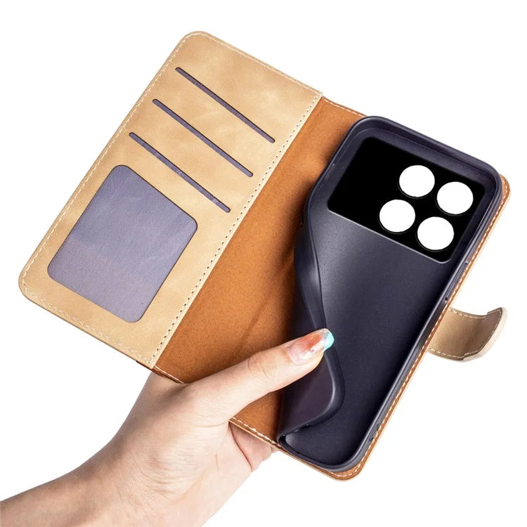 For Xiaomi Redmi K70 5G /  K70 Pro 5G Leather Case Stand Function Color Splicing Wallet Cover