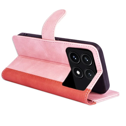 For Xiaomi Redmi K70 5G /  K70 Pro 5G Leather Case Stand Function Color Splicing Wallet Cover