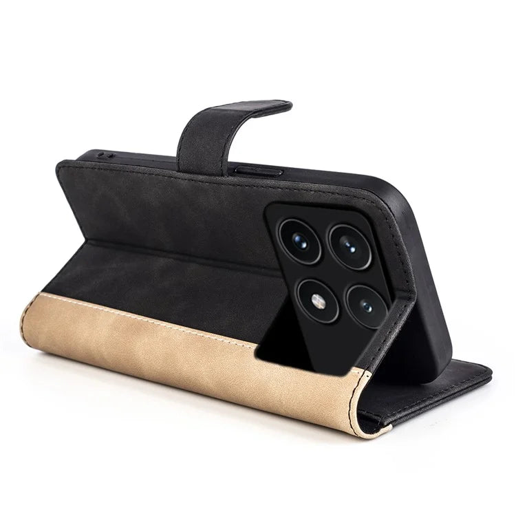 For Xiaomi Redmi K70 5G /  K70 Pro 5G Leather Case Stand Function Color Splicing Wallet Cover