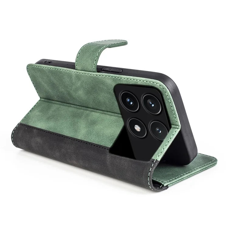 For Xiaomi Redmi K70 5G /  K70 Pro 5G Leather Case Stand Function Color Splicing Wallet Cover