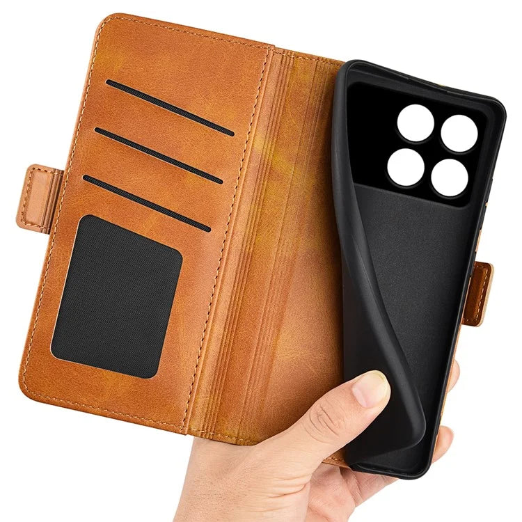 For Xiaomi Redmi K70E 5G / Poco X6 Pro 5G Case Dual Magnetic Clasp Folio Leather Cell Phone Cover