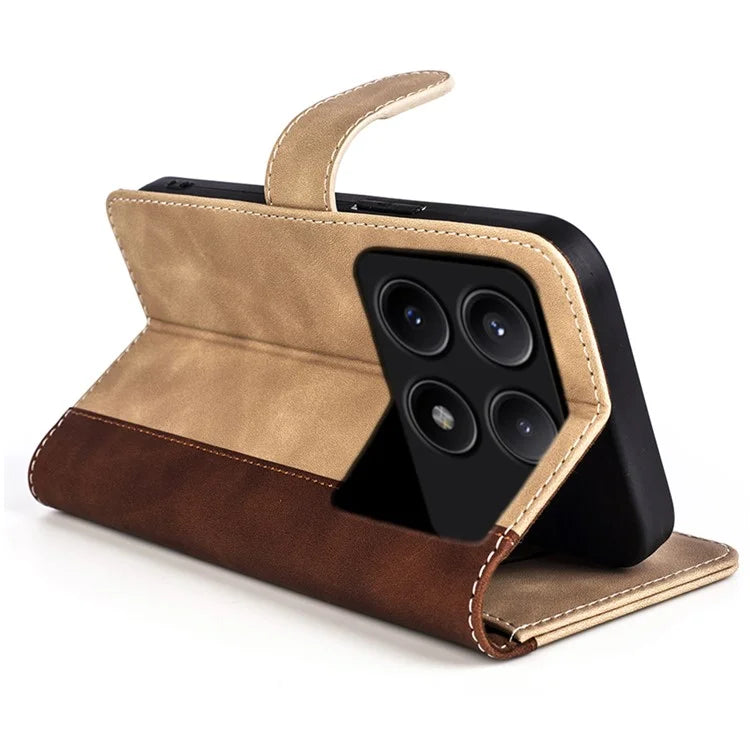 For Xiaomi Redmi K70E 5G / Poco X6 Pro 5G Case Wallet PU Leather Color Splicing Shockproof Phone Cover
