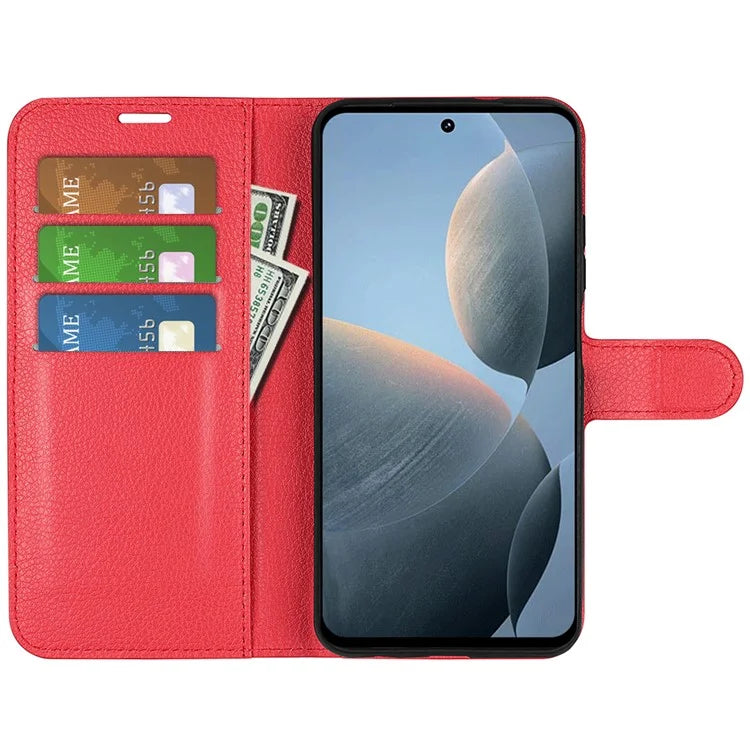 For Xiaomi Redmi K70E 5G / Poco X6 Pro 5G Case PU Leather Litchi Texture Folio Phone Cover