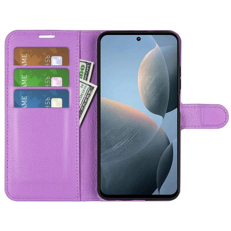 For Xiaomi Redmi K70E 5G / Poco X6 Pro 5G Case PU Leather Litchi Texture Folio Phone Cover