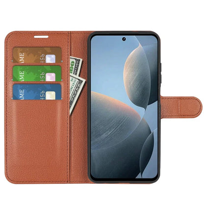For Xiaomi Redmi K70E 5G / Poco X6 Pro 5G Case PU Leather Litchi Texture Folio Phone Cover